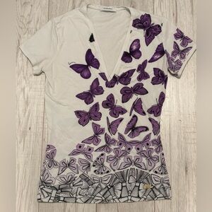 Versace Butterfly T Shirt Top Size 42